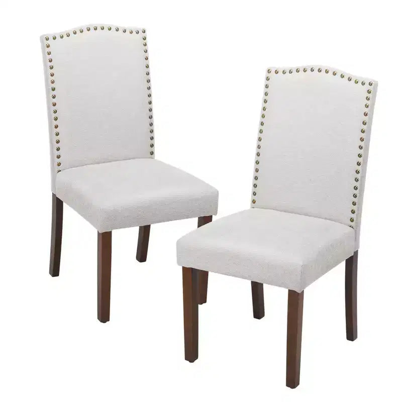 Chaises de salle à manger modernes Okak, lot de 2, avec garniture cloutée, chaises de salle à manger en similicuir avec pieds en bois, chaises de cuisine pour salle à manger