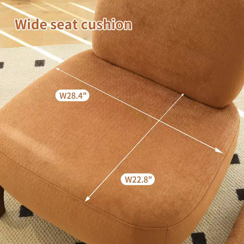 TUYOHW Fauteuil d'appoint en velours avec pieds en bois, chaise latérale rembourrée moderne sans accoudoirs avec oreiller, chaise de lecture pour appartement, salon, chambre à coucher