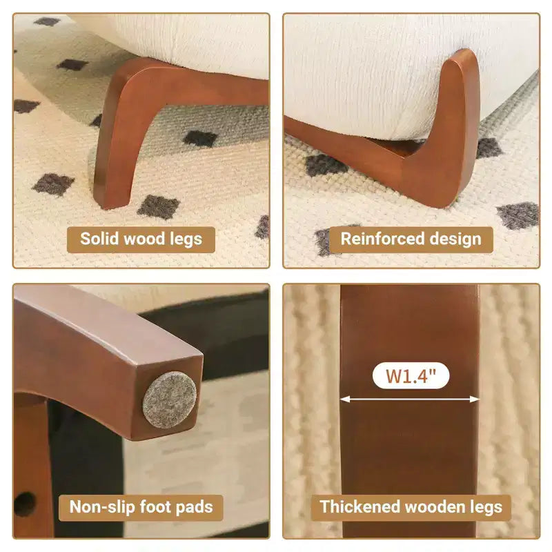 TUYOHW Fauteuil d'appoint en velours avec pieds en bois, chaise latérale rembourrée moderne sans accoudoirs avec oreiller, chaise de lecture pour appartement, salon, chambre à coucher