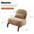 TUYOHW Fauteuil d'appoint en velours avec pieds en bois, chaise latérale rembourrée moderne sans accoudoirs avec oreiller, chaise de lecture pour appartement, salon, chambre à coucher