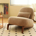 TUYOHW Fauteuil d'appoint en velours avec pieds en bois, chaise latérale rembourrée moderne sans accoudoirs avec oreiller, chaise de lecture pour appartement, salon, chambre à coucher