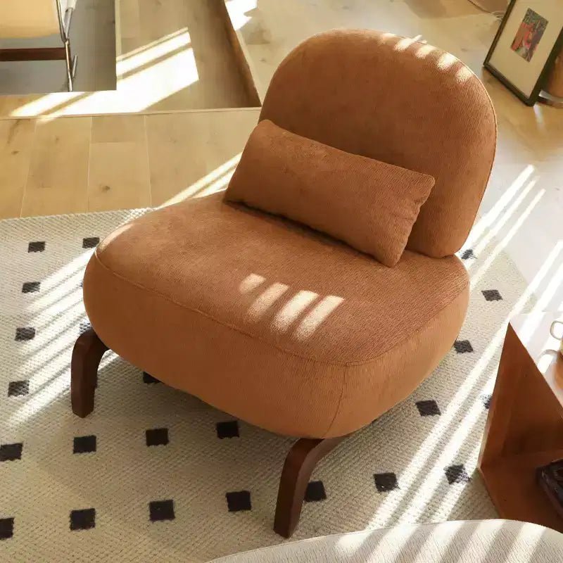 TUYOHW Fauteuil d'appoint en velours avec pieds en bois, chaise latérale rembourrée moderne sans accoudoirs avec oreiller, chaise de lecture pour appartement, salon, chambre à coucher