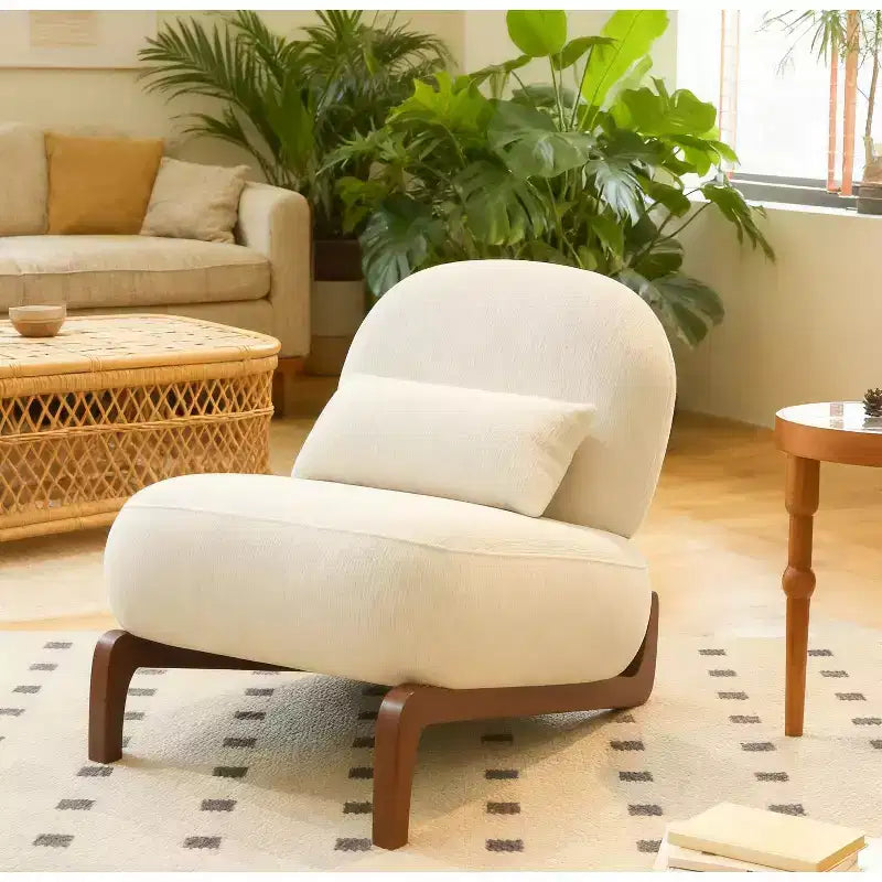 TUYOHW Fauteuil d'appoint en velours avec pieds en bois, chaise latérale rembourrée moderne sans accoudoirs avec oreiller, chaise de lecture pour appartement, salon, chambre à coucher