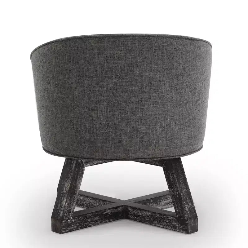 TUYOHW Chaise d'appoint moderne pivotante avec revêtement en lin, chaise confortable avec piètement en bois en croix, fauteuil de salon pour le séjour ou la chambre à coucher
