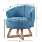 TUYOHW Chaise d'appoint moderne pivotante avec revêtement en lin, chaise confortable avec piètement en bois en croix, fauteuil de salon pour le séjour ou la chambre à coucher