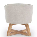 TUYOHW Chaise d'appoint moderne pivotante avec revêtement en lin, chaise confortable avec piètement en bois en croix, fauteuil de salon pour le séjour ou la chambre à coucher