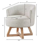 TUYOHW Chaise d'appoint moderne pivotante avec revêtement en lin, chaise confortable avec piètement en bois en croix, fauteuil de salon pour le séjour ou la chambre à coucher