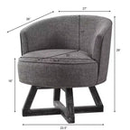 TUYOHW Chaise d'appoint moderne pivotante avec revêtement en lin, chaise confortable avec piètement en bois en croix, fauteuil de salon pour le séjour ou la chambre à coucher