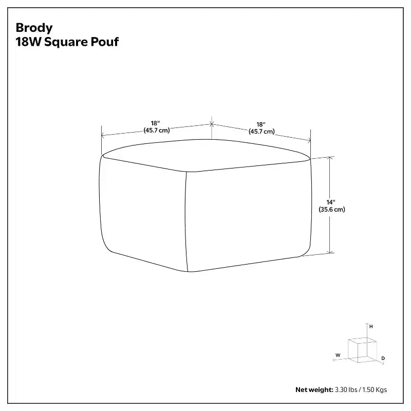Wendal Pouf carré bohème de 45 cm de large en cuir véritable