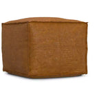 Wendal Pouf carré bohème de 45 cm de large en cuir véritable