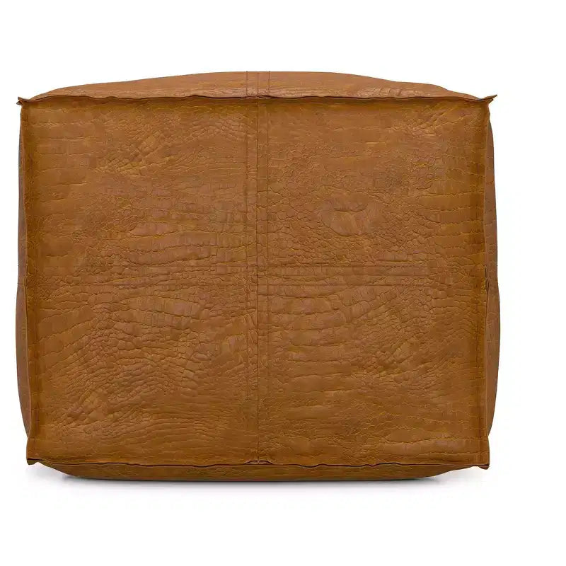 Wendal Pouf carré bohème de 45 cm de large en cuir véritable