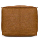 Wendal Pouf carré bohème de 45 cm de large en cuir véritable