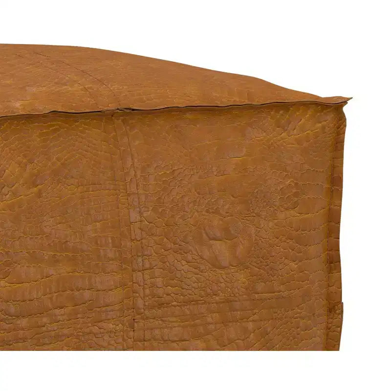 Wendal Pouf carré bohème de 45 cm de large en cuir véritable