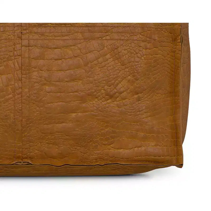 Wendal Pouf carré bohème de 45 cm de large en cuir véritable