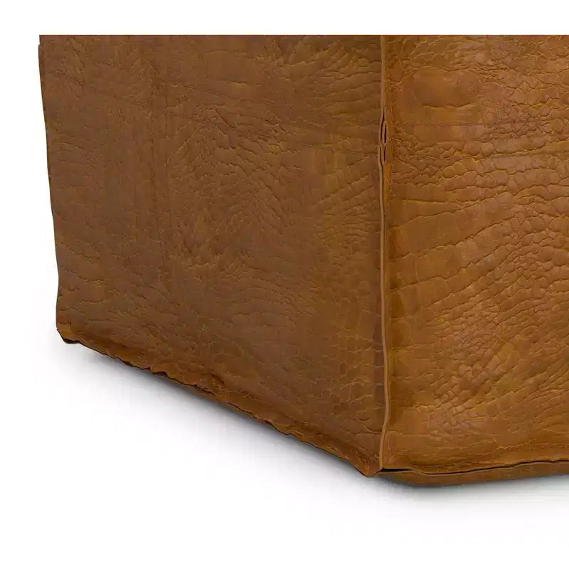 Wendal Pouf carré bohème de 45 cm de large en cuir véritable