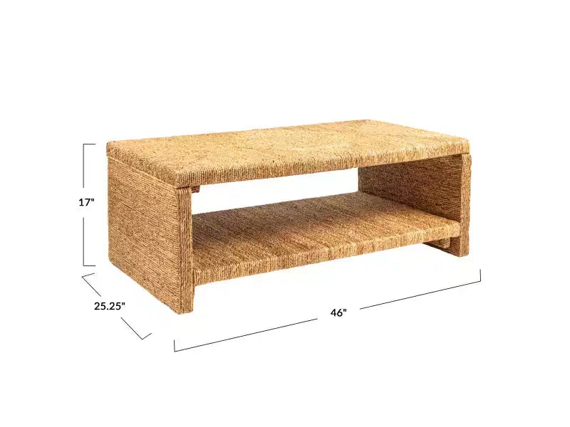 Table basse en jacinthe d'eau tressée et bois d'acacia Storied Home