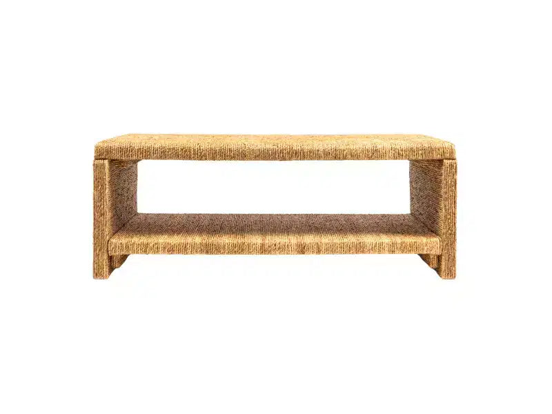 Table basse en jacinthe d'eau tressée et bois d'acacia Storied Home