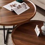 Lot de 2 petites tables basses gigognes rondes, tables d'appoint modernes du milieu du siècle, tables basses circulaires pour salon, chambre et bureau