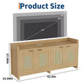 COZONY 61.5 Natural Rattan TV Stand for 65 Inch TV, Modern Entertainment Center with Storage Cabinet