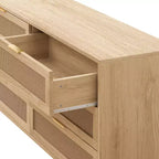 JVNOXK 51.186-Armoire de rangement en rotin à tiroirs avec glissières de tiroir blanches, pour chambre à coucher, salon, naturel