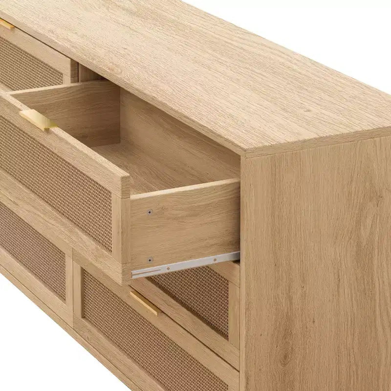 JVNOXK 51.186-Armoire de rangement en rotin à tiroirs avec glissières de tiroir blanches, pour chambre à coucher, salon, naturel