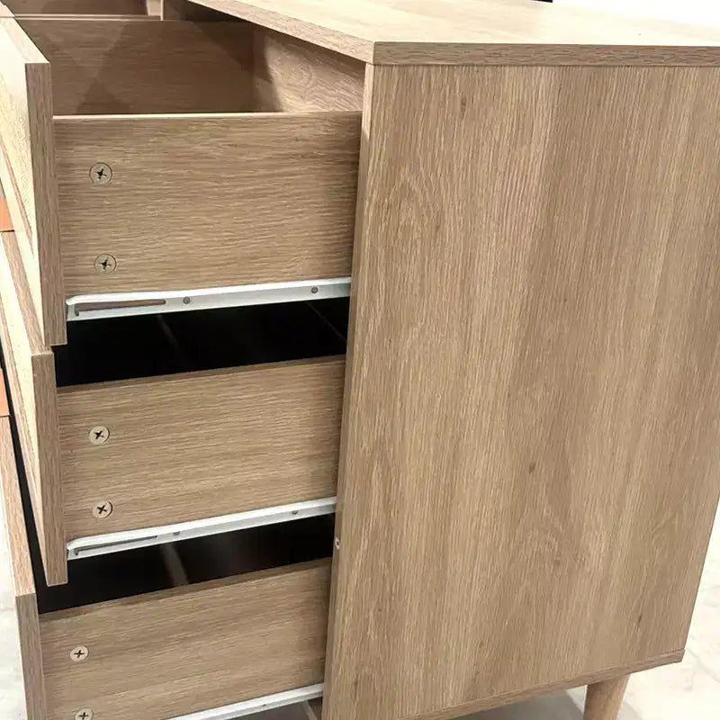 JVNOXK 51.186-Armoire de rangement en rotin à tiroirs avec glissières de tiroir blanches, pour chambre à coucher, salon, naturel