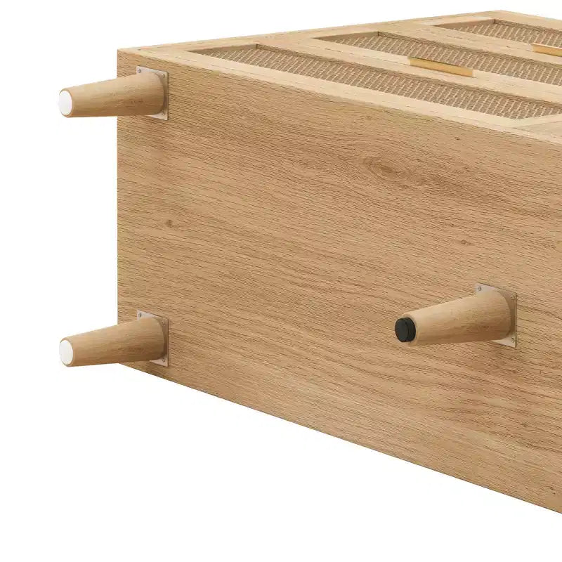 JVNOXK 51.186-Armoire de rangement en rotin à tiroirs avec glissières de tiroir blanches, pour chambre à coucher, salon, naturel