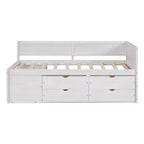 Lit de repos double en bois Luxystar avec 4 tiroirs et étagères