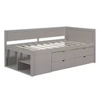 Lit de repos double en bois Luxystar avec 4 tiroirs et étagères