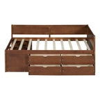 Lit de repos double en bois Luxystar avec 4 tiroirs et étagères