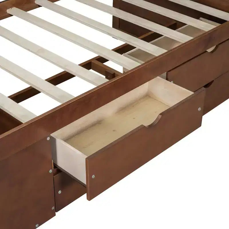 Lit de repos double en bois Luxystar avec 4 tiroirs et étagères