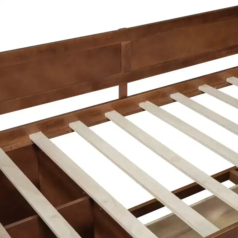 Lit de repos double en bois Luxystar avec 4 tiroirs et étagères