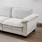 MAYEERTY Canapé de Luxe Moderne avec Ottoman, Canapé Rembourré en Tissu Chenille Doux pour Salon, Beige