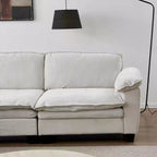 MAYEERTY Canapé de Luxe Moderne avec Ottoman, Canapé Rembourré en Tissu Chenille Doux pour Salon, Beige