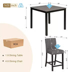 sumyeg Ensemble de 5 pièces de table haute de comptoir avec 4 chaises pour cuisine ou salle à manger