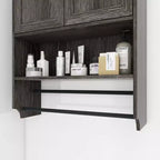 Meuble Mural de Salle de Bain sumyeg avec Portes, Étagère Réglable, Porte-Serviettes et Porte-Papier