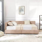 MAYEERTY Full Size Storage Upholstered Tufted Bed Frame with Backrest and Armrests for Bedroom Living Room Dark Pink