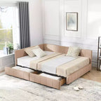 MAYEERTY Lit rembourré capitonné pleine grandeur avec dossier et accoudoirs pour chambre à coucher, salon, rose foncé