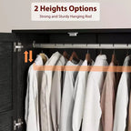 Armoire penderie avec 4 portes, armoire en bois de 182 cm avec tringle, armoire haute avec 18 étagères réglables pour chambre à coucher, vêtements