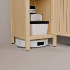 GDFStudio Xinyi Armoire de rangement haute de style rustique à 5 niveaux en bambou avec une porte, 65H