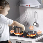 Cuisine Enfant en Bois, Dinette en Bois avec 20 Accessoires de Cuisine, Set de Cuisine en Bois Gris