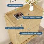 Meuble de rangement pour chaussures, Armoire à chaussures haute et étroite de 48 cm avec façades cannelées, étagère inférieure ouverte, 2 tiroirs basculants, étagères réglables, profil incurvé