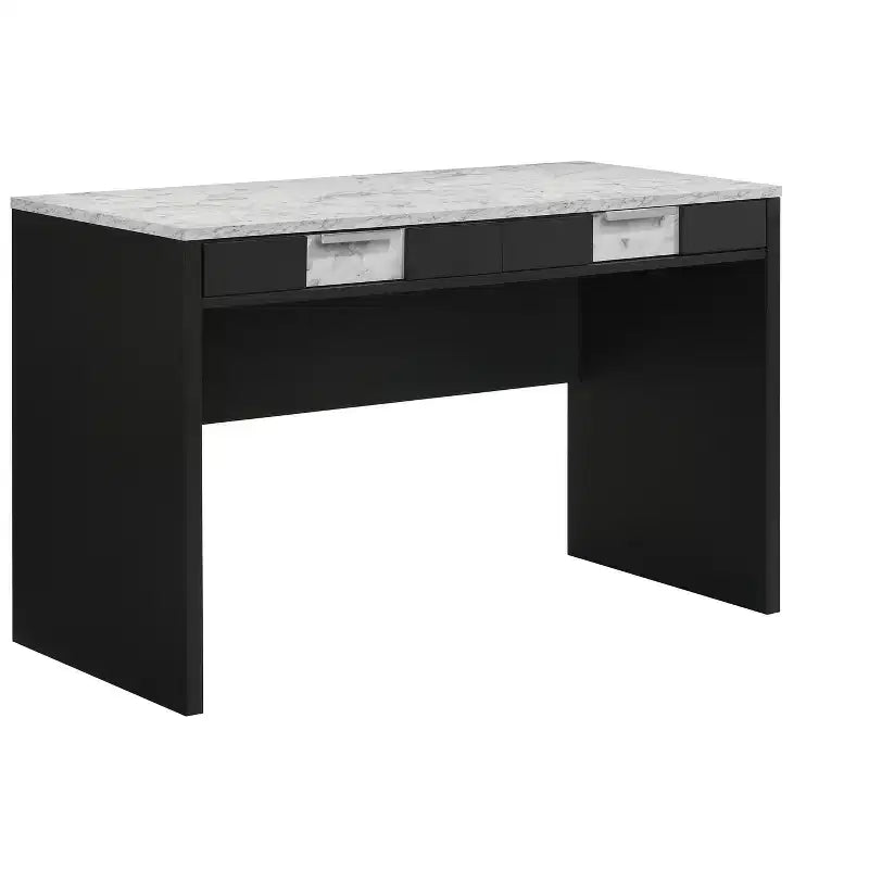 TUYOHW Bureau informatique moderne en bois de 122 cm, bureau d'écriture avec deux tiroirs, bureau de rangement pour le bureau à domicile, le bureau ou la chambre à coucher