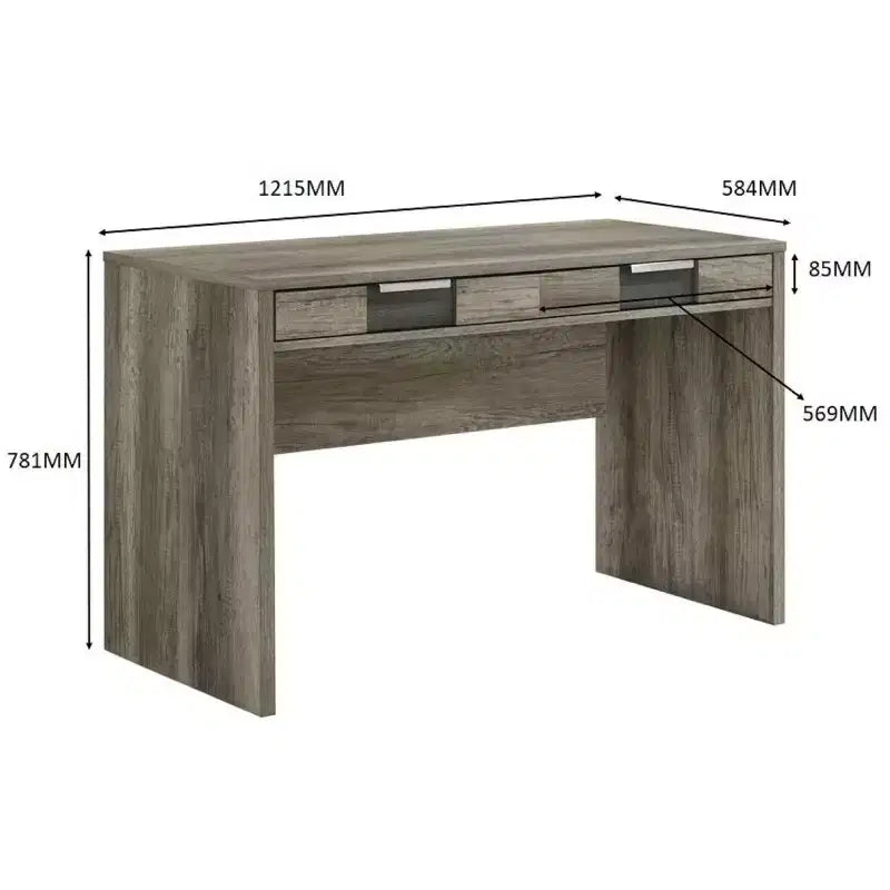 TUYOHW Bureau informatique moderne en bois de 122 cm, bureau d'écriture avec deux tiroirs, bureau de rangement pour le bureau à domicile, le bureau ou la chambre à coucher