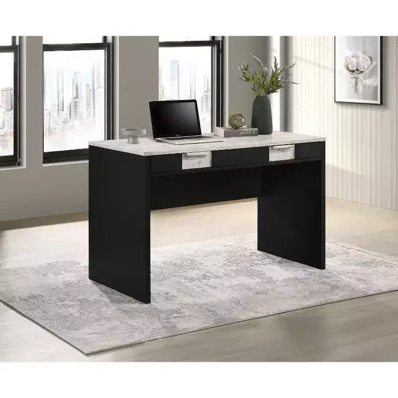 TUYOHW Modern 48 Wooden Computer Desk,Writing Desk with Two Drawers,Storage Working Desk for Home Office,Study,Bedroom