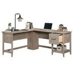TUYOHW 58.66 Bureau d'angle en L, Bureau d'ordinateur avec tiroir de classement, étagère inférieure, passe-câbles, bureau pour bureau à domicile, étude, chambre à coucher
