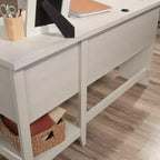 TUYOHW 58.66 Bureau d'angle en L, Bureau d'ordinateur avec tiroir de classement, étagère inférieure, passe-câbles, bureau pour bureau à domicile, étude, chambre à coucher