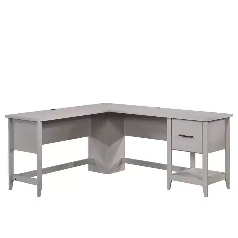 TUYOHW 58.66 Bureau d'angle en L, Bureau d'ordinateur avec tiroir de classement, étagère inférieure, passe-câbles, bureau pour bureau à domicile, étude, chambre à coucher