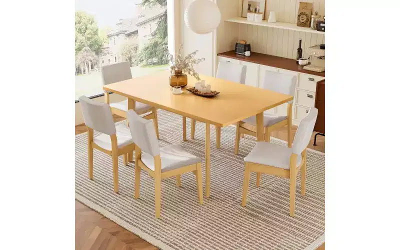 TUYOHW 60 Table de cuisine rectangulaire pour 4, table à manger minimaliste avec cadre en bois massif, table polyvalente pour salle à manger, salon, capacité de 204 kg