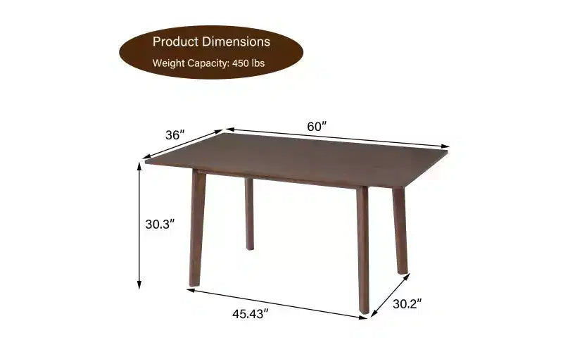 TUYOHW 60 Table de cuisine rectangulaire pour 4, table à manger minimaliste avec cadre en bois massif, table polyvalente pour salle à manger, salon, capacité de 204 kg